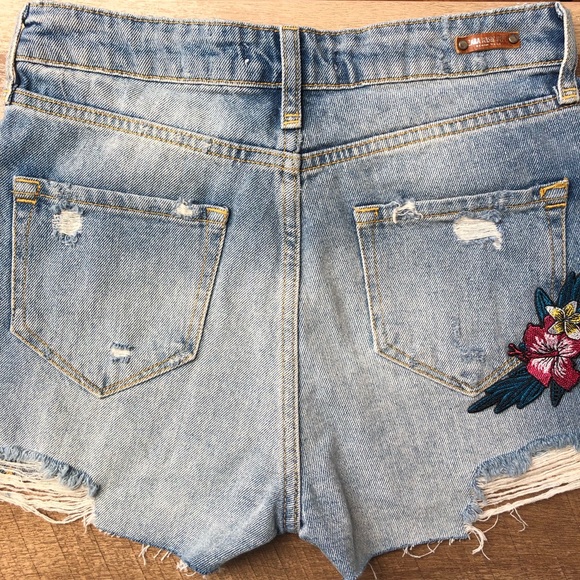 ZARA Distressed Patchwork Denim Shorts - Picture 7 of 9